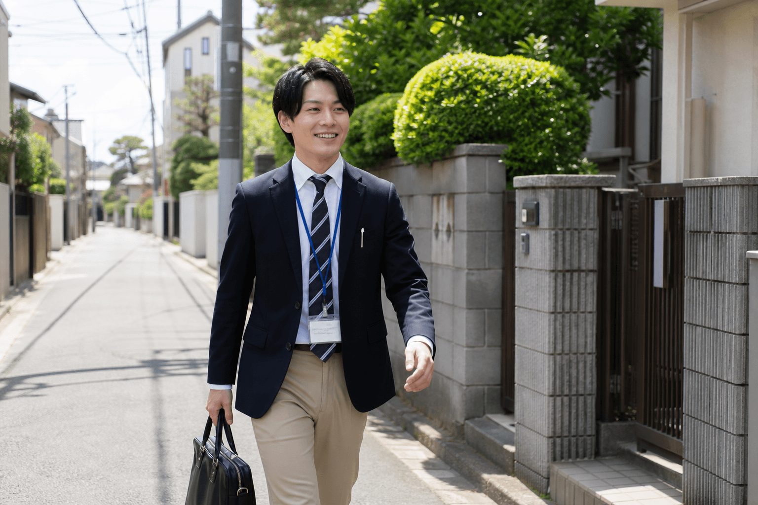 住宅街を歩く営業担当者