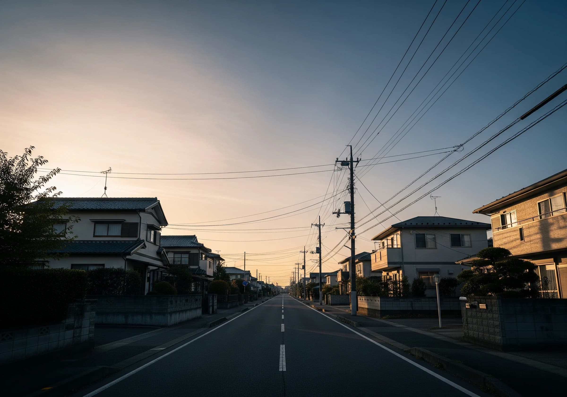 朝の住宅街の道